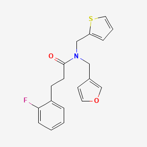 3-(2-fluorophenyl)-N-(furan-3-ylmethyl)-N-(thiophen-2-ylmethyl)propanamide