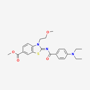 molecular formula C23H27N3O4S B2645191 (Z)-methyl 2-((4-(diethylamino)benzoyl)imino)-3-(2-methoxyethyl)-2,3-dihydrobenzo[d]thiazole-6-carboxylate CAS No. 864975-45-1