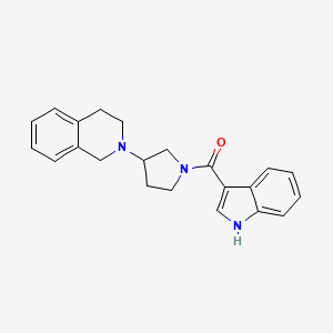 molecular formula C22H23N3O B2645197 (3-(3,4-dihydroisoquinolin-2(1H)-yl)pyrrolidin-1-yl)(1H-indol-3-yl)methanone CAS No. 2034291-41-1