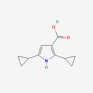 molecular formula C11H13NO2 B2645200 2,5-dicyclopropyl-1H-pyrrole-3-carboxylic acid CAS No. 2094505-10-7