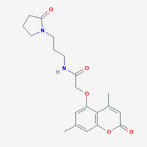 molecular formula C20H24N2O5 B264522 2-[(4,7-dimethyl-2-oxo-2H-chromen-5-yl)oxy]-N-[3-(2-oxo-1-pyrrolidinyl)propyl]acetamide 