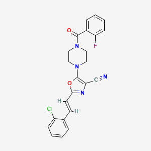 2-[(E)-2-(2-chlorophenyl)ethenyl]-5-[4-(2-fluorobenzoyl)piperazin-1-yl]-1,3-oxazole-4-carbonitrile