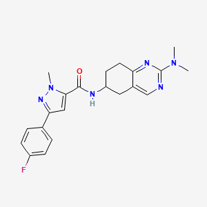 molecular formula C21H23FN6O B2645224 N-[2-(二甲氨基)-5,6,7,8-四氢喹唑啉-6-基]-3-(4-氟苯基)-1-甲基-1H-吡唑-5-甲酰胺 CAS No. 2097890-54-3