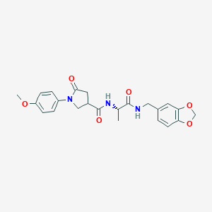 molecular formula C23H25N3O6 B264523 N-{(2S)-1-[(1,3-benzodioxol-5-ylmethyl)amino]-1-oxopropan-2-yl}-1-(4-methoxyphenyl)-5-oxopyrrolidine-3-carboxamide 