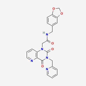 molecular formula C23H19N5O5 B2645237 N-(benzo[d][1,3]dioxol-5-ylmethyl)-2-(2,4-dioxo-3-(pyridin-2-ylmethyl)-3,4-dihydropyrido[3,2-d]pyrimidin-1(2H)-yl)acetamide CAS No. 941989-43-1