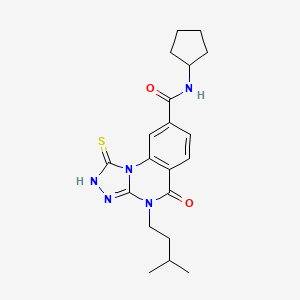 molecular formula C20H25N5O2S B2645238 N-cyclopentyl-4-(3-methylbutyl)-5-oxo-1-sulfanylidene-1H,2H,4H,5H-[1,2,4]triazolo[4,3-a]quinazoline-8-carboxamide CAS No. 1019187-31-5