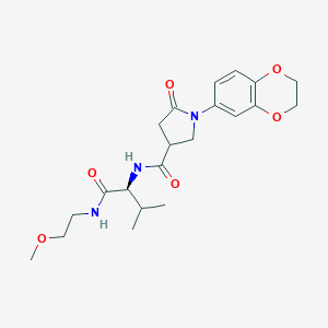 molecular formula C21H29N3O6 B264524 1-(2,3-dihydro-1,4-benzodioxin-6-yl)-N-(1-{[(2-methoxyethyl)amino]carbonyl}-2-methylpropyl)-5-oxo-3-pyrrolidinecarboxamide 