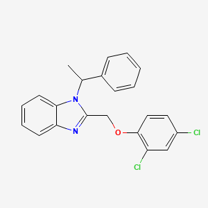 molecular formula C22H18Cl2N2O B2645244 2-((2,4-dichlorophenoxy)methyl)-1-(1-phenylethyl)-1H-benzo[d]imidazole CAS No. 477544-03-9