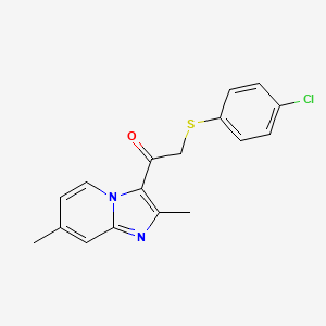 molecular formula C17H15ClN2OS B2645254 2-[(4-Chlorophenyl)sulfanyl]-1-(2,7-dimethylimidazo[1,2-a]pyridin-3-yl)-1-ethanone CAS No. 478041-98-4