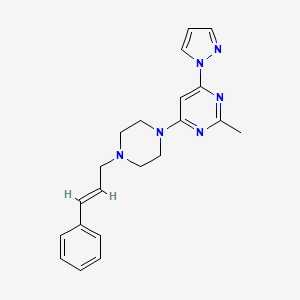 2-Methyl-4-[4-[(E)-3-phenylprop-2-enyl]piperazin-1-yl]-6-pyrazol-1-ylpyrimidine