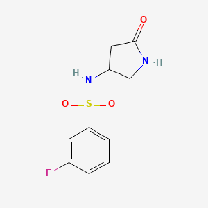 molecular formula C10H11FN2O3S B2645270 3-氟-N-(5-氧代吡咯烷-3-基)苯磺酰胺 CAS No. 1396784-93-2