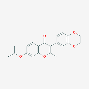 molecular formula C21H20O5 B2645271 3-(2,3-dihydro-1,4-benzodioxin-6-yl)-2-methyl-7-(propan-2-yloxy)-4H-chromen-4-one CAS No. 202843-20-7