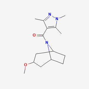 molecular formula C15H23N3O2 B2645274 ((1R,5S)-3-methoxy-8-azabicyclo[3.2.1]octan-8-yl)(1,3,5-trimethyl-1H-pyrazol-4-yl)methanone CAS No. 2320381-04-0