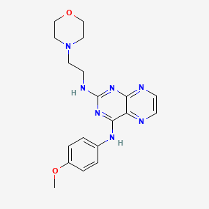 molecular formula C19H23N7O2 B2645278 N4-(4-甲氧基苯基)-N2-(2-吗啉乙基)蝶啶-2,4-二胺 CAS No. 946297-38-7