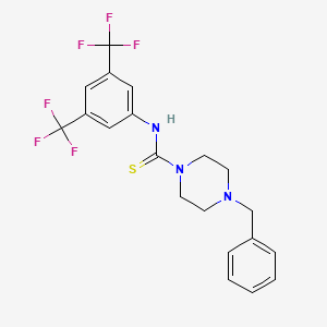 molecular formula C20H19F6N3S B2645279 4-benzyl-N-[3,5-bis(trifluoromethyl)phenyl]piperazine-1-carbothioamide CAS No. 104017-60-9