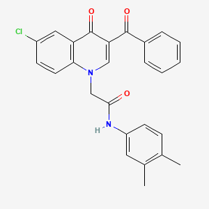 molecular formula C26H21ClN2O3 B2645286 2-(3-benzoyl-6-chloro-4-oxoquinolin-1(4H)-yl)-N-(3,4-dimethylphenyl)acetamide CAS No. 895638-87-6