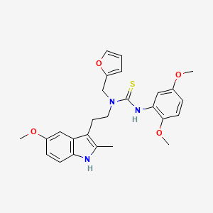 molecular formula C26H29N3O4S B2645287 1-(2,5-dimethoxyphenyl)-3-[(furan-2-yl)methyl]-3-[2-(5-methoxy-2-methyl-1H-indol-3-yl)ethyl]thiourea CAS No. 851937-33-2