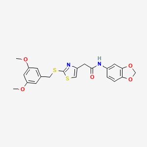 B2645299 N-(benzo[d][1,3]dioxol-5-yl)-2-(2-((3,5-dimethoxybenzyl)thio)thiazol-4-yl)acetamide CAS No. 942001-81-2