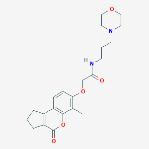molecular formula C22H28N2O5 B264530 2-[(6-methyl-4-oxo-1,2,3,4-tetrahydrocyclopenta[c]chromen-7-yl)oxy]-N-[3-(4-morpholinyl)propyl]acetamide 