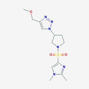 molecular formula C13H20N6O3S B2645305 1-{1-[(1,2-dimethyl-1H-imidazol-4-yl)sulfonyl]pyrrolidin-3-yl}-4-(methoxymethyl)-1H-1,2,3-triazole CAS No. 2097884-39-2