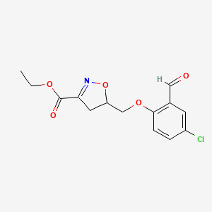 molecular formula C14H14ClNO5 B2645309 Ethyl 5-[(4-chloro-2-formylphenoxy)methyl]-4,5-dihydro-1,2-oxazole-3-carboxylate CAS No. 338954-20-4