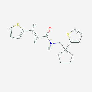 molecular formula C17H19NOS2 B2645322 (E)-3-(thiophen-2-yl)-N-((1-(thiophen-2-yl)cyclopentyl)methyl)acrylamide CAS No. 1331598-67-4