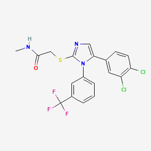 molecular formula C19H14Cl2F3N3OS B2645330 2-((5-(3,4-dichlorophenyl)-1-(3-(trifluoromethyl)phenyl)-1H-imidazol-2-yl)thio)-N-methylacetamide CAS No. 1226439-63-9