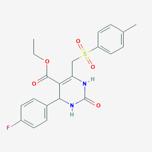 molecular formula C21H21FN2O5S B2645335 Ethyl 4-(4-fluorophenyl)-6-{[(4-methylphenyl)sulfonyl]methyl}-2-oxo-1,2,3,4-tetrahydropyrimidine-5-carboxylate CAS No. 902277-70-7