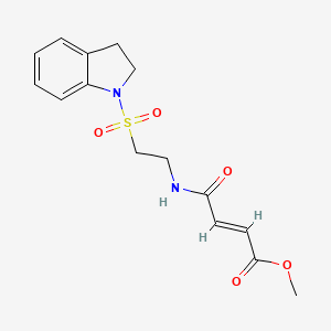 molecular formula C15H18N2O5S B2645337 Methyl (E)-4-[2-(2,3-dihydroindol-1-ylsulfonyl)ethylamino]-4-oxobut-2-enoate CAS No. 2411333-01-0
