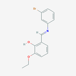 molecular formula C15H14BrNO2 B2645345 2-{(E)-[(3-bromophenyl)imino]methyl}-6-ethoxyphenol CAS No. 405285-84-9