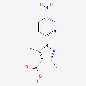 molecular formula C11H12N4O2 B2645350 1-(5-amino-2-pyridinyl)-3,5-dimethyl-1H-pyrazole-4-carboxylic acid CAS No. 955962-76-2