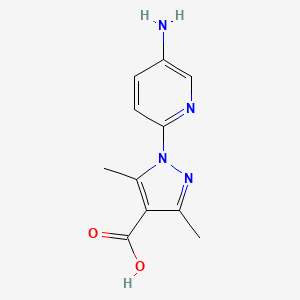 molecular formula C11H12N4O2 B2645350 1-(5-氨基-2-吡啶基)-3,5-二甲基-1H-吡唑-4-羧酸 CAS No. 955962-76-2