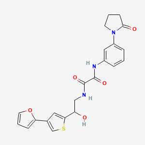 molecular formula C22H21N3O5S B2645364 N-{2-[4-(furan-2-yl)thiophen-2-yl]-2-hydroxyethyl}-N'-[3-(2-oxopyrrolidin-1-yl)phenyl]ethanediamide CAS No. 2319719-54-3