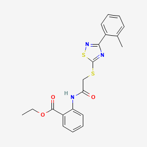 molecular formula C20H19N3O3S2 B2645365 2-(2-((3-(邻甲苯基)-1,2,4-噻二唑-5-基)硫代)乙酰氨基)苯甲酸乙酯 CAS No. 864918-75-2