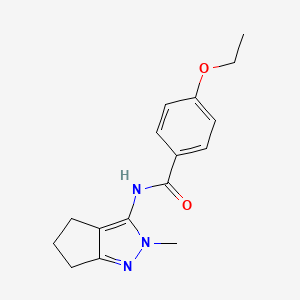 molecular formula C16H19N3O2 B2645390 4-ethoxy-N-(2-methyl-2,4,5,6-tetrahydrocyclopenta[c]pyrazol-3-yl)benzamide CAS No. 1105251-36-2
