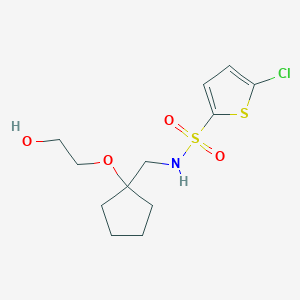 molecular formula C12H18ClNO4S2 B2645401 5-chloro-N-((1-(2-hydroxyethoxy)cyclopentyl)methyl)thiophene-2-sulfonamide CAS No. 2320681-61-4