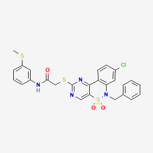 2-((6-benzyl-8-chloro-5,5-dioxido-6H-benzo[c]pyrimido[4,5-e][1,2]thiazin-2-yl)thio)-N-(3-(methylthio)phenyl)acetamide