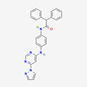 molecular formula C27H22N6O B2645411 N-(4-((6-(1H-pyrazol-1-yl)pyrimidin-4-yl)amino)phenyl)-2,2-diphenylacetamide CAS No. 1203185-54-9