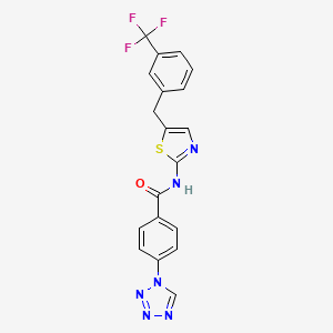molecular formula C19H13F3N6OS B2645412 4-(1H-tetrazol-1-yl)-N-(5-(3-(trifluoromethyl)benzyl)thiazol-2-yl)benzamide CAS No. 887349-12-4