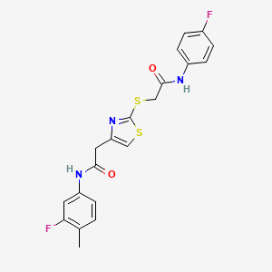 N-(3-fluoro-4-methylphenyl)-2-(2-((2-((4-fluorophenyl)amino)-2-oxoethyl)thio)thiazol-4-yl)acetamide