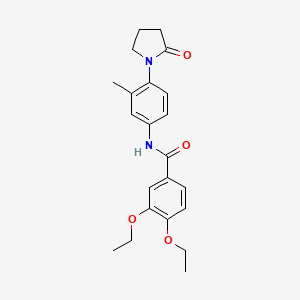 molecular formula C22H26N2O4 B2645428 3,4-diethoxy-N-(3-methyl-4-(2-oxopyrrolidin-1-yl)phenyl)benzamide CAS No. 941933-35-3