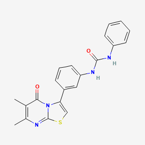 molecular formula C21H18N4O2S B2645430 1-(3-(6,7-dimethyl-5-oxo-5H-thiazolo[3,2-a]pyrimidin-3-yl)phenyl)-3-phenylurea CAS No. 1021040-21-0