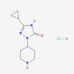 molecular formula C10H17ClN4O B2645443 5-Cyclopropyl-2-piperidin-4-yl-4H-1,2,4-triazol-3-one;hydrochloride CAS No. 2361633-89-6