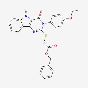 molecular formula C27H23N3O4S B2645444 苯甲酸2-[[3-(4-乙氧苯基)-4-氧代-5H-嘧啶并[5,4-b]吲哚-2-基]硫代]乙酸酯 CAS No. 536710-48-2