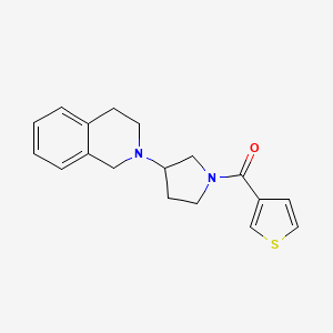 molecular formula C18H20N2OS B2645445 (3-(3,4-dihydroisoquinolin-2(1H)-yl)pyrrolidin-1-yl)(thiophen-3-yl)methanone CAS No. 2034264-79-2