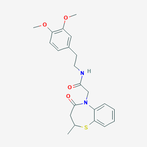 N-(3,4-dimethoxyphenethyl)-2-(2-methyl-4-oxo-3,4-dihydrobenzo[b][1,4]thiazepin-5(2H)-yl)acetamide