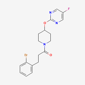 molecular formula C18H19BrFN3O2 B2645450 3-(2-Bromophenyl)-1-[4-(5-fluoropyrimidin-2-yl)oxypiperidin-1-yl]propan-1-one CAS No. 2380172-90-5