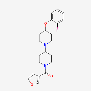 molecular formula C21H25FN2O3 B2645466 (4-(2-氟苯氧基)-[1,4'-联哌啶]-1'-基)(呋喃-3-基)甲酮 CAS No. 1705063-54-2