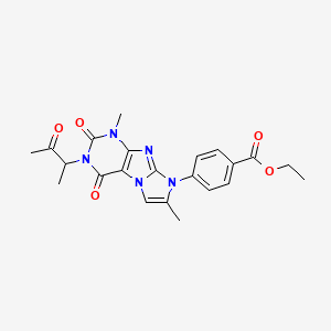 ethyl 4-(1,7-dimethyl-2,4-dioxo-3-(3-oxobutan-2-yl)-3,4-dihydro-1H-imidazo[2,1-f]purin-8(2H)-yl)benzoate