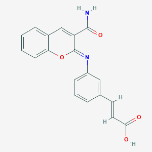 molecular formula C19H14N2O4 B2645477 (E)-3-[3-[(3-carbamoylchromen-2-ylidene)amino]phenyl]prop-2-enoic acid CAS No. 326913-56-8